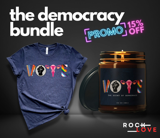 DEMOCRACY BUNDLE: 9oz candle + T-shirt